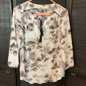 Valerie Stevens Cream 3/4 Sleeve Tie Front Blouse
